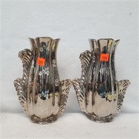 2 Pearl China Co.Hand Decorated Platinum Rose Vase