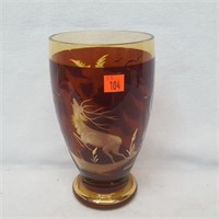 Amber Cut to Clear Crystal Crystal Vase