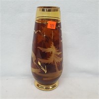 Amber w/ Gold Accent Vase