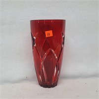 Red Vase Cut to Clear Crystal