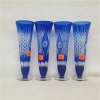 Cobalt Blue cut to Clear Crystal Vases