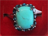 Sterling Silver Turquoise London Blue Topaz Ring