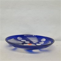 Cobalt Blue cut to Clear Crystal Bowl