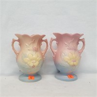 2 Hull Blue/Pink Yellow Flower Vases