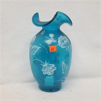 Fenton 2002 Memorial Vase  Turquoise