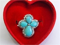 Sterling Silver Arizona Turquoise with Topaz Ring