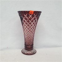 Red Cut to Clear Crystal  Vase