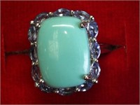 Sterling Silver Arizona Turquoise & Tanzanite Ring