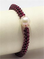 Garnet Cultured Pearl Bracelet