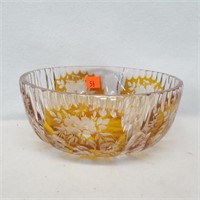 Amber Cut to Clear Crystal Bowl