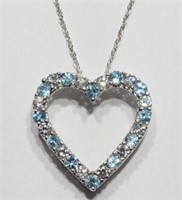 Sterling Silver Genuine Blue Topaz Heart Pendant