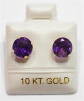 10Kt Gold Genuine Amethyst Earrings