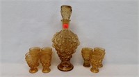 Amber Wine Set with 7 Glasses