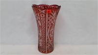 Light  Red Cut to Clear Vase