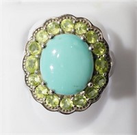 Sterling Silver with Turquoise & Peridot Ring
