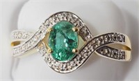 Sterling Silver Gold Plated Emerald Ring