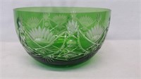 Green Cut To Clear Crystal Bowl