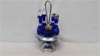 Cobalt Blue Cut to Clear Crystal Table Caster Set