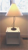 Small Cube Nightstand w/ Contemporary Lamp.