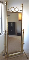 Tall brass dressing mirror,  32" x 76" x 29" deep