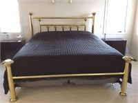 King size brass bed w/ Stearns and Foster