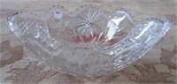 Etched crystal center piece serving bowl with