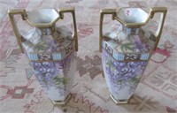 Matching pair of hand painted Nippon double
