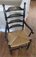 Antique Hitchcock ladder back arm chair with