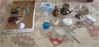 Assortment of silver-plated items, duck on the