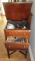 American Drew silverware serving cabinet with two