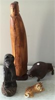 (4) Table articles that includes wood bear, wood