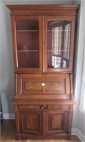 Antique wood drop-front secretary/glass front