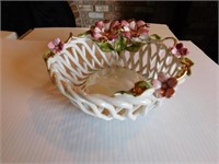 Pink flower with gold basket bowl