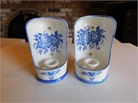 Blue flower candle holders