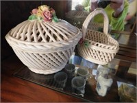 Two pieces of Italian basket weave - basket -