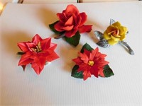 Italian porcelain flowers (one is damaged)