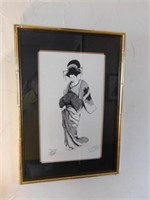 Geisha Girl by D. Hubbard, framed, 17" x 24"