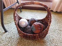 Basket full of decorative balls