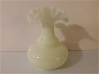 Fenton lemon 6" ruffled vase, shiny