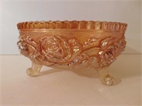 Marigold Carnival  Lustre Rose 7.5" 3-toed bowl