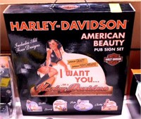 Harley Davidson American Beauty Pub Sign Set