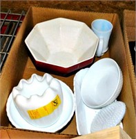 Box of Milk Glass Items/other