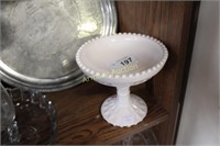 PINK MILK GLASS COMPOTE