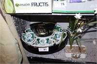 SERVING DISH - PLANTER WITH ARTIFICIAL FLOWER