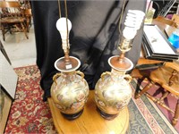 Beautiful Pair of Oriental Lamps 36" tall to top