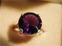 Amethyst Ring - Large Stone - Size 8 and marked