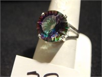 Beautiful Mystic Topaz ring - size 8 - marked 925
