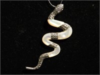 Snake pendant - Marcasite & shell decorations -