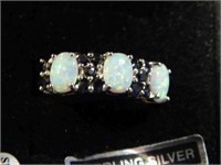Opal & Blue Topaz Ring - Beautiful - size 8 -
