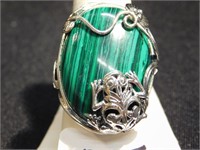 Malachite Ring - Decorated w/stylized frog &